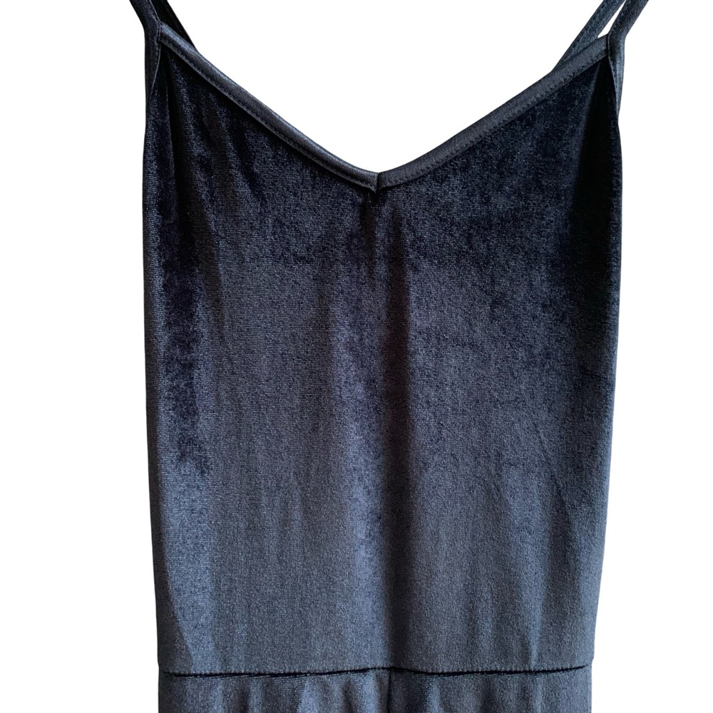 ASOS Collusion UK Black Velvet Jumpsuit Spaghetti Strap V Neck Cross Back Witchy - Picture 3 of 16